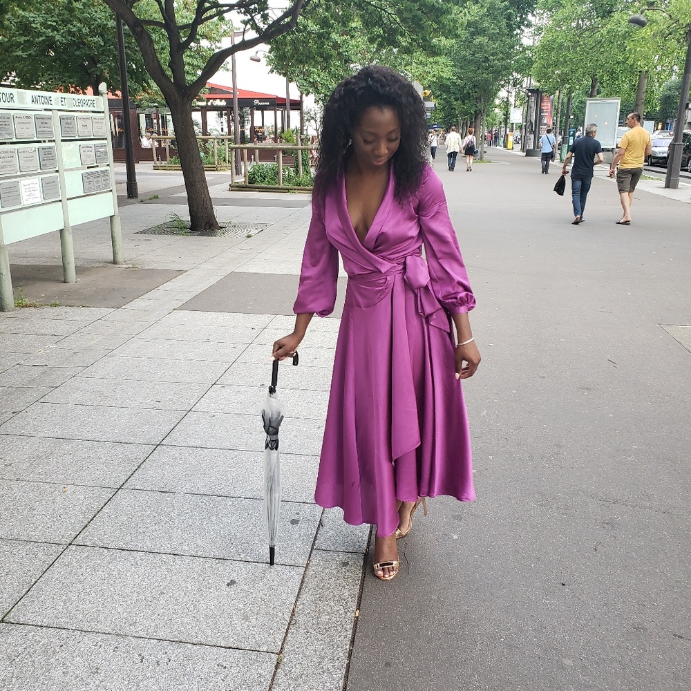 Purple satin dress
